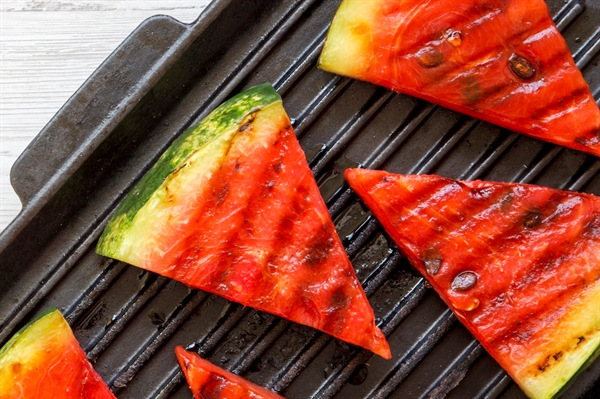 Grilled Watermelon Salad with Feta and Basil