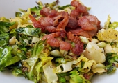 Shaved Brussels Sprouts with Bacon and Shallots