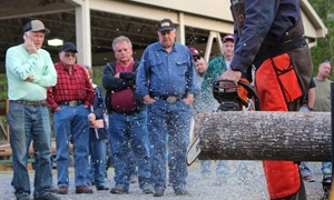 Logging experts demonstrate chainsaw safety at Farm Bureau event
