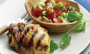 Curry-Lime Chicken Thighs with Tomato-Lima Bean Salsa