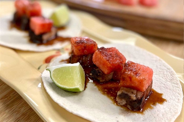 Pork Belly Tacos with Watermelon
