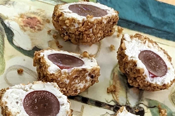 Walnut and Blue Cheese Covered Grapes