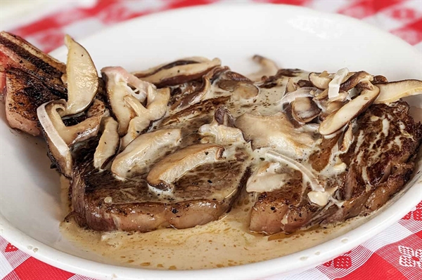 Grilled Beef with Garlicky Shiitake Beurre Blanc