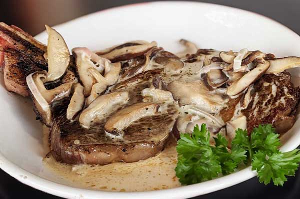 Grilled Beef with Garlicky Shiitake Beurre Blanc