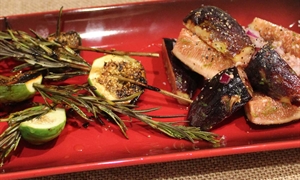 Grilled fresh figs on Rosemary Skewers & Fig Salad