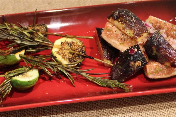 Grilled fresh figs on Rosemary Skewers & Fig Salad