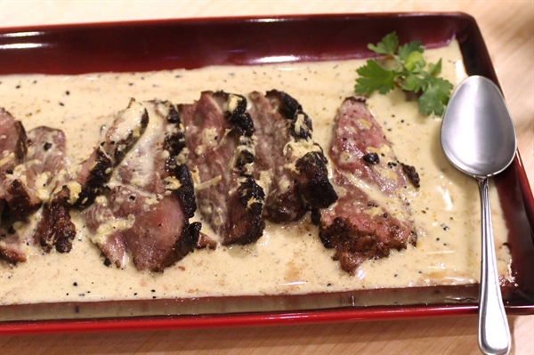 Spice-Crusted Duck Breasts in Coconut Curry Pan Sauce