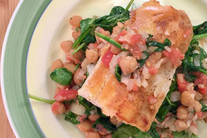 Salt Cod with Chickpeas and Spinach