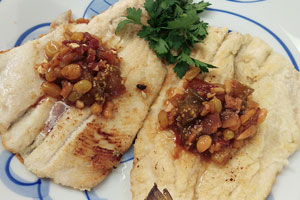 Pan Fried Rainbow Trout with Green Tomato Chutney