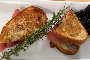 Grilled Smithfield Ham and Cheese with Blackberry Mustard
