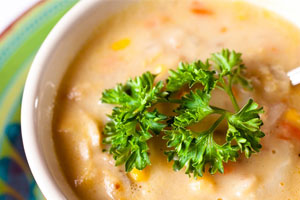 Chef Maxwell's recipe for corn and oyster chowder